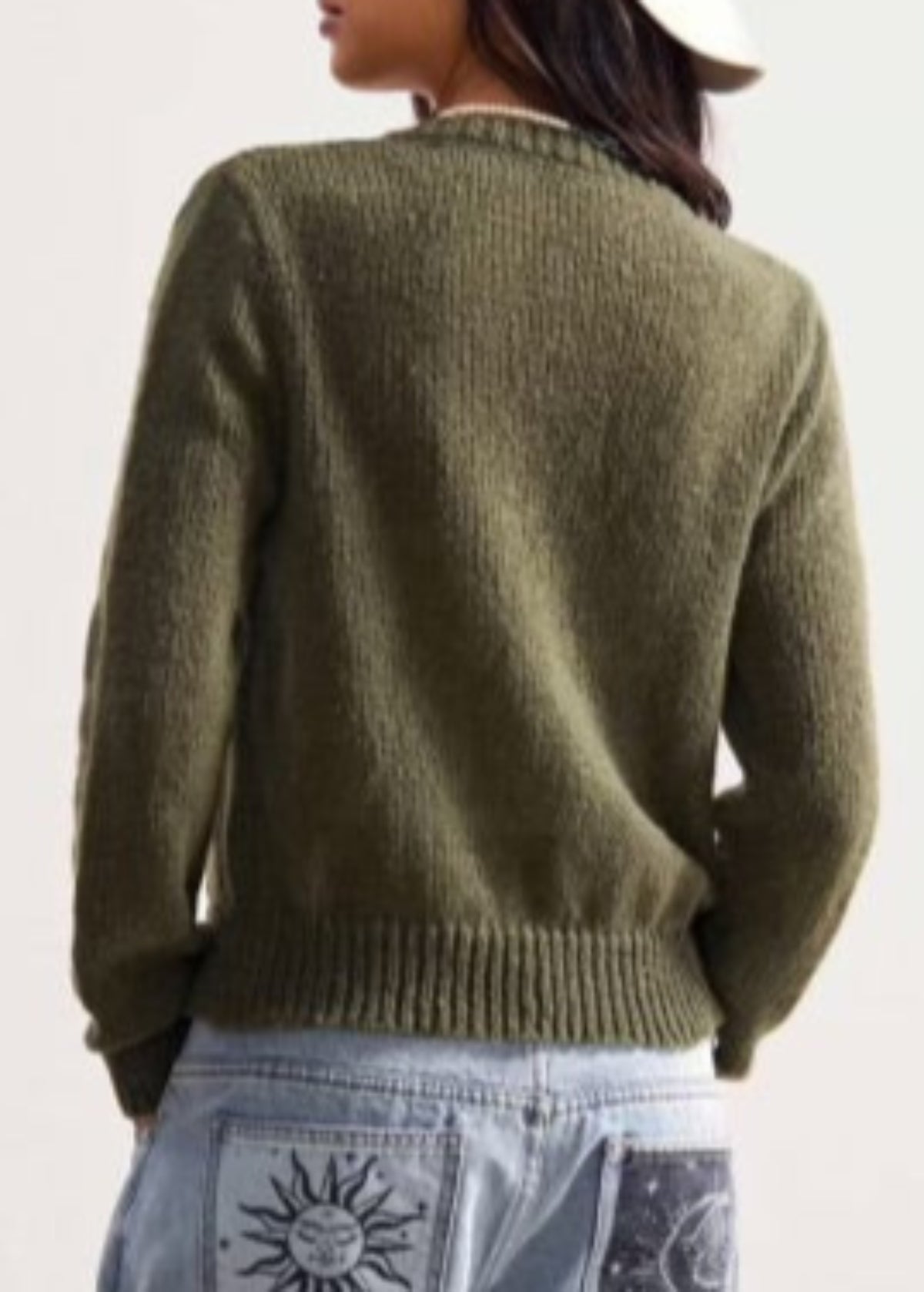Floral Embroidered Cardigan in Olive