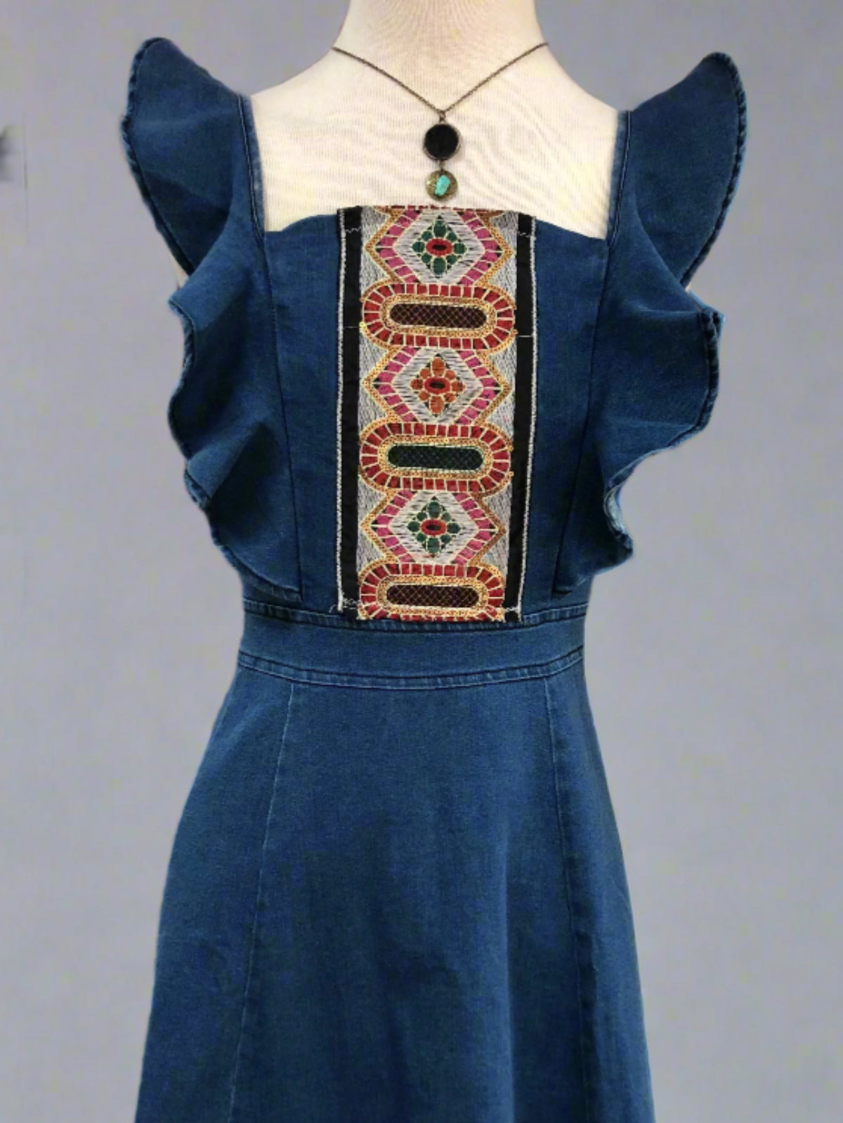 Fly Sleeves Denim Dress