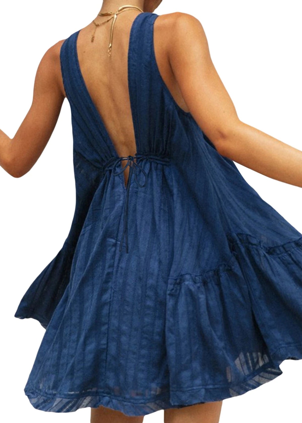 Short Cotton Dress in Navy
