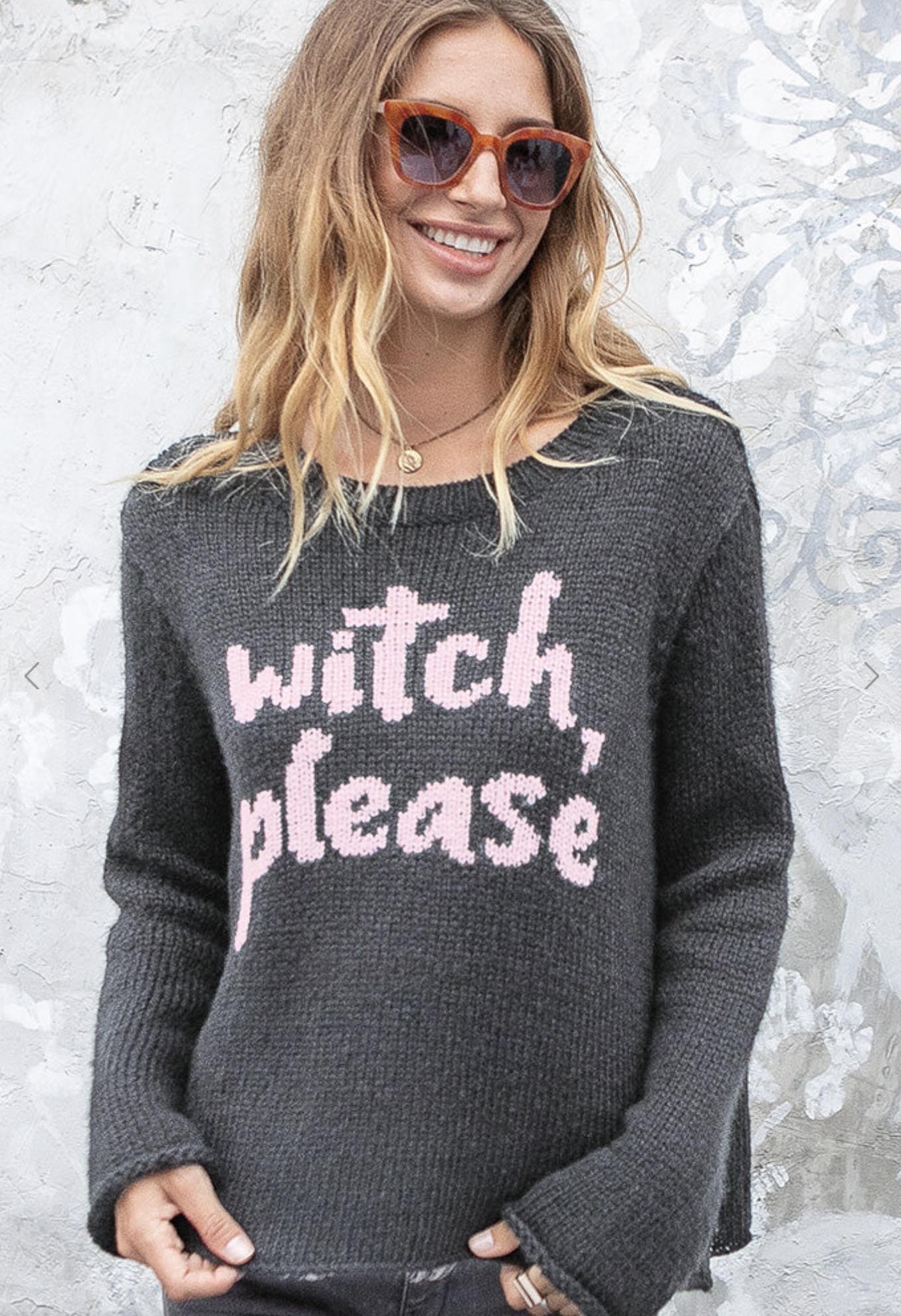 Wooden Ships Witch Please Crew Sweater Bold Ink/Arctic Pink