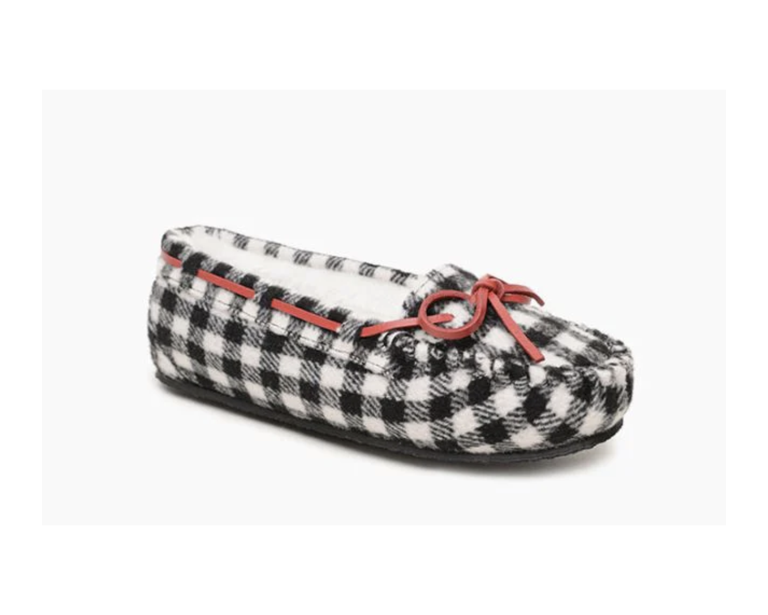 Minnetonka Cally Slipper Black & White Check