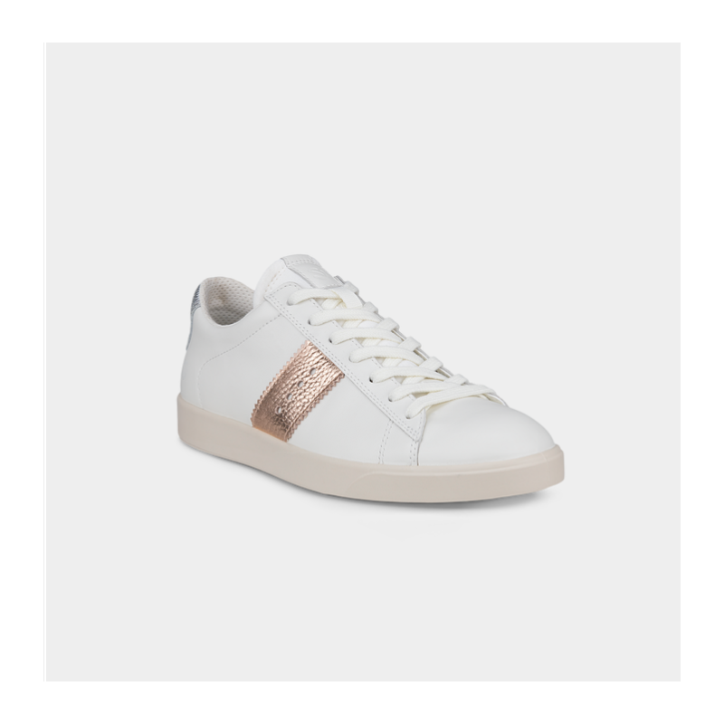 ECCO Street Lite Retro Sneaker White Leather Bronze Stripe