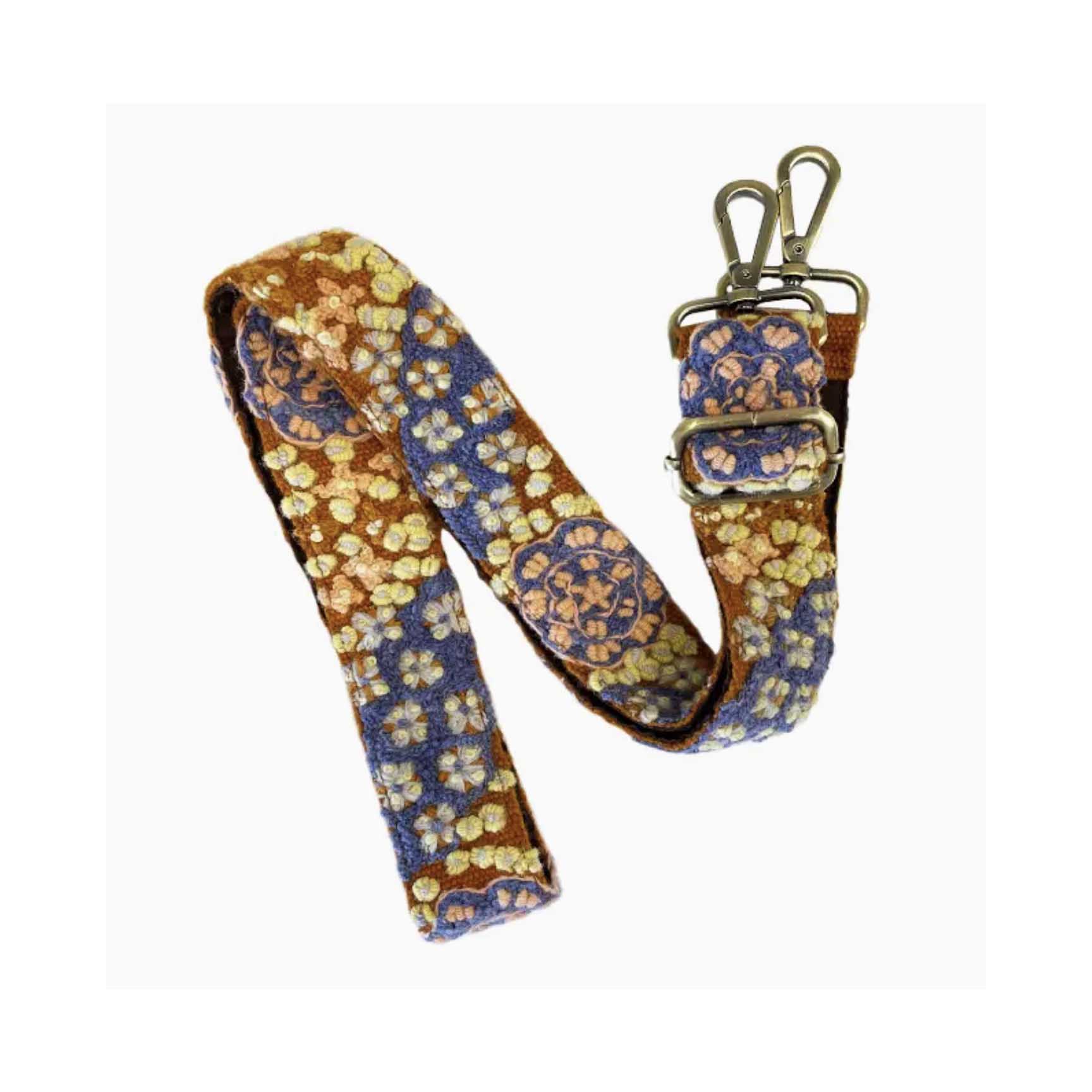 Jenny Krauss Blue Skies Floral Embroidered Adjustable Bag Strap