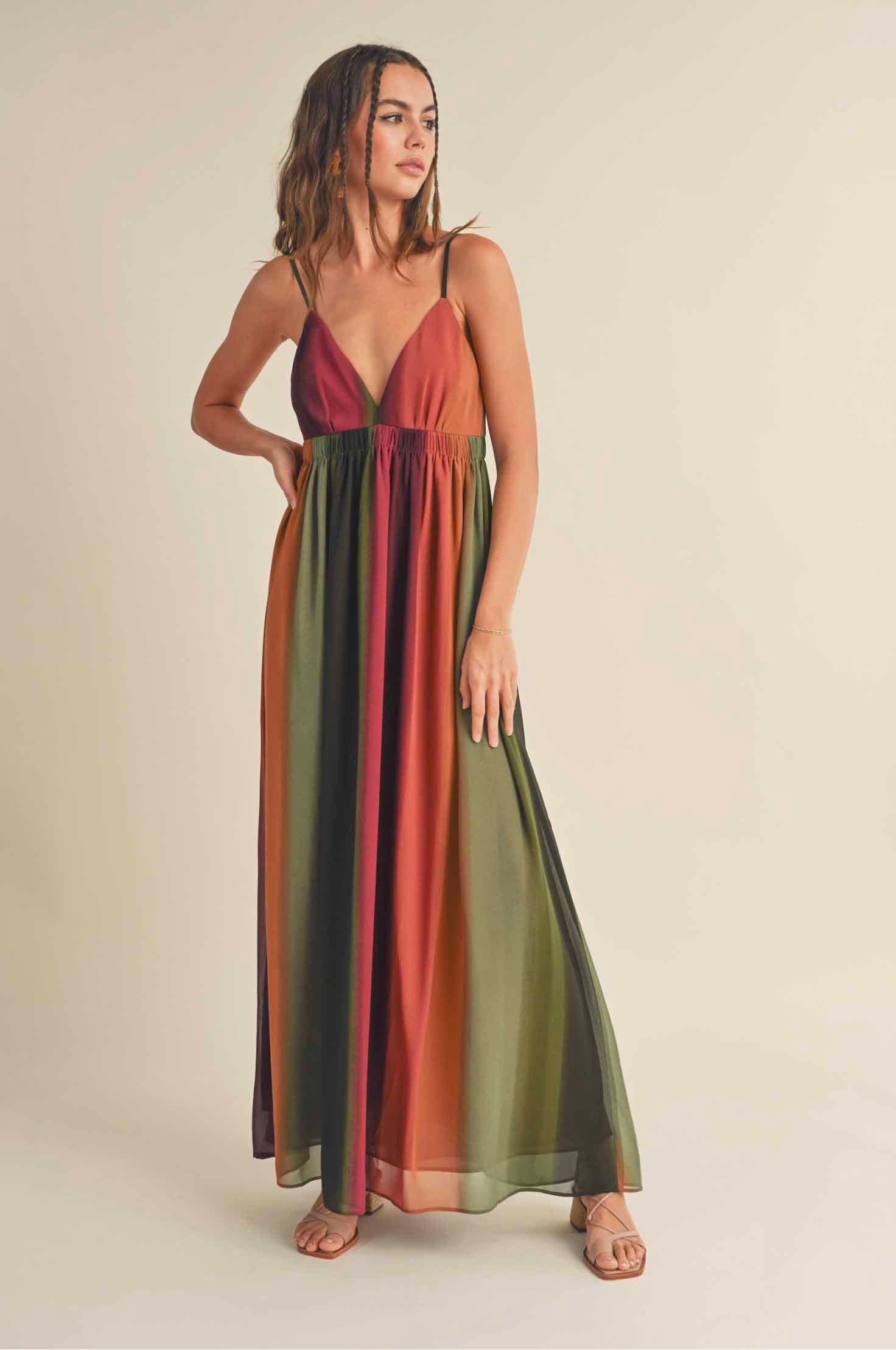 Miou Muse Chiffon Tie-Dye Print Long Dress