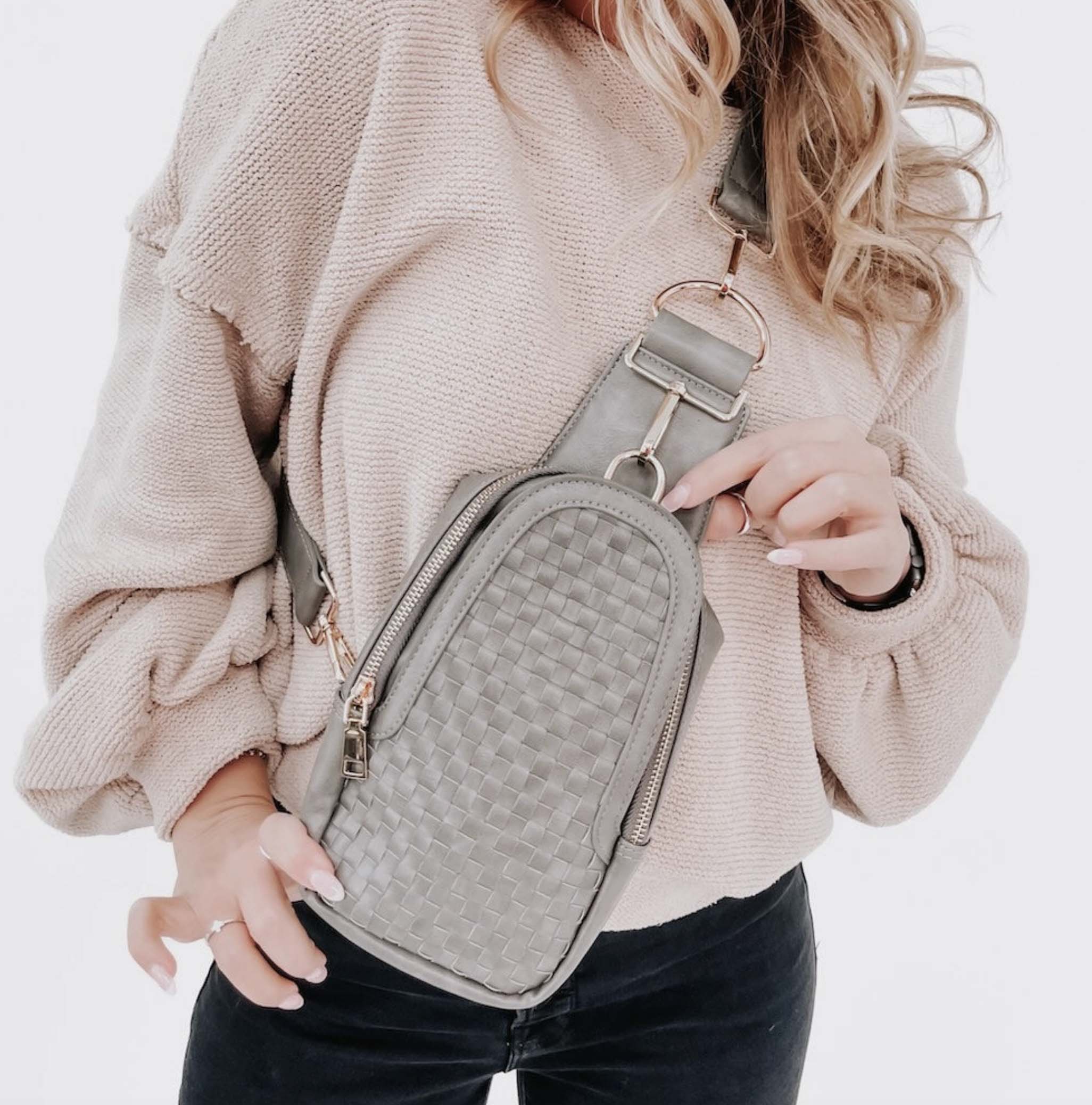 Pretty Simple Waverly Woven Sling Bag Gray
