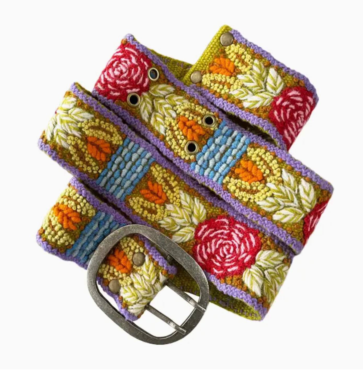 Jenny Kraus Harvest Floral Embroidered Wool Belt