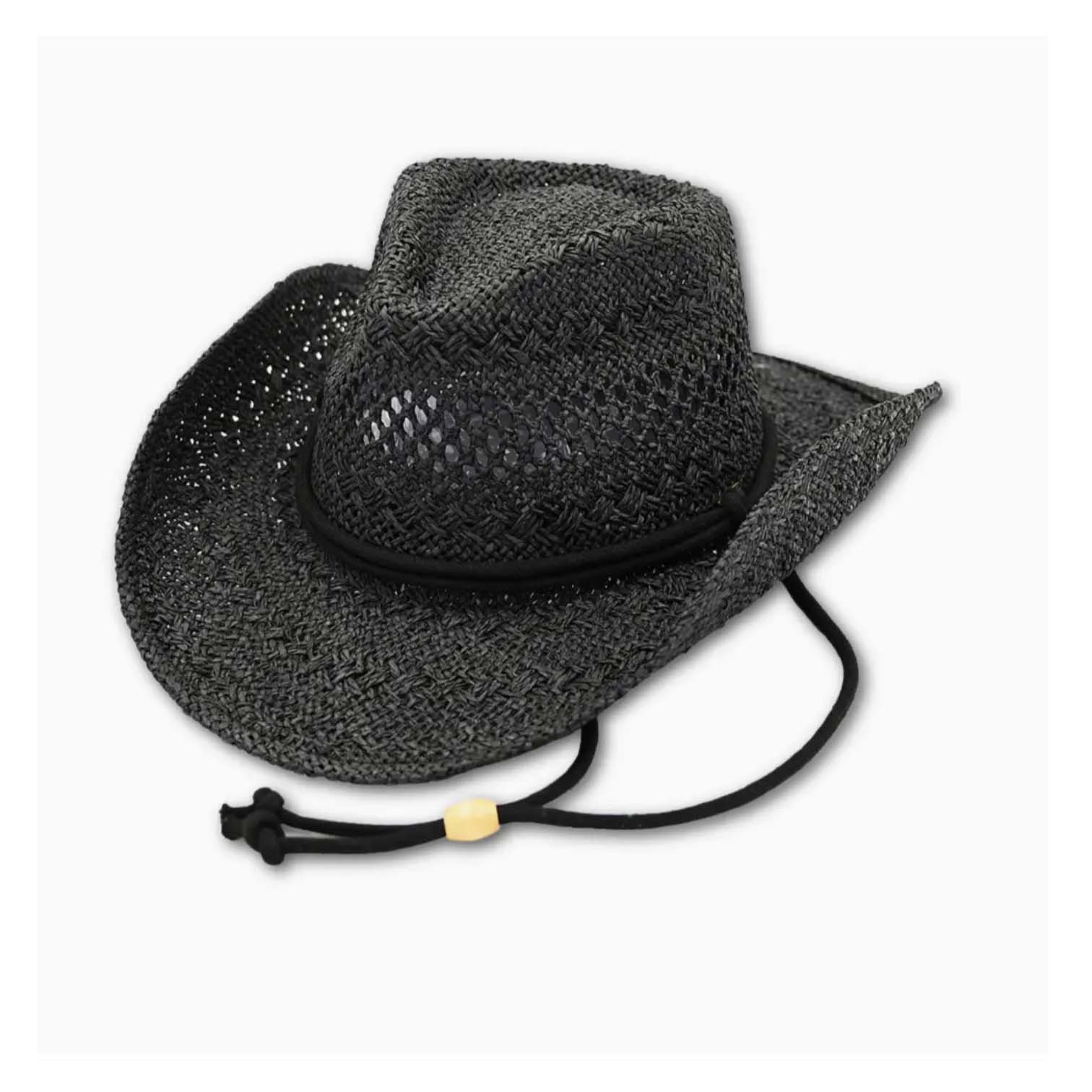 Embellish Your Life Adjustable Straw Hat Black