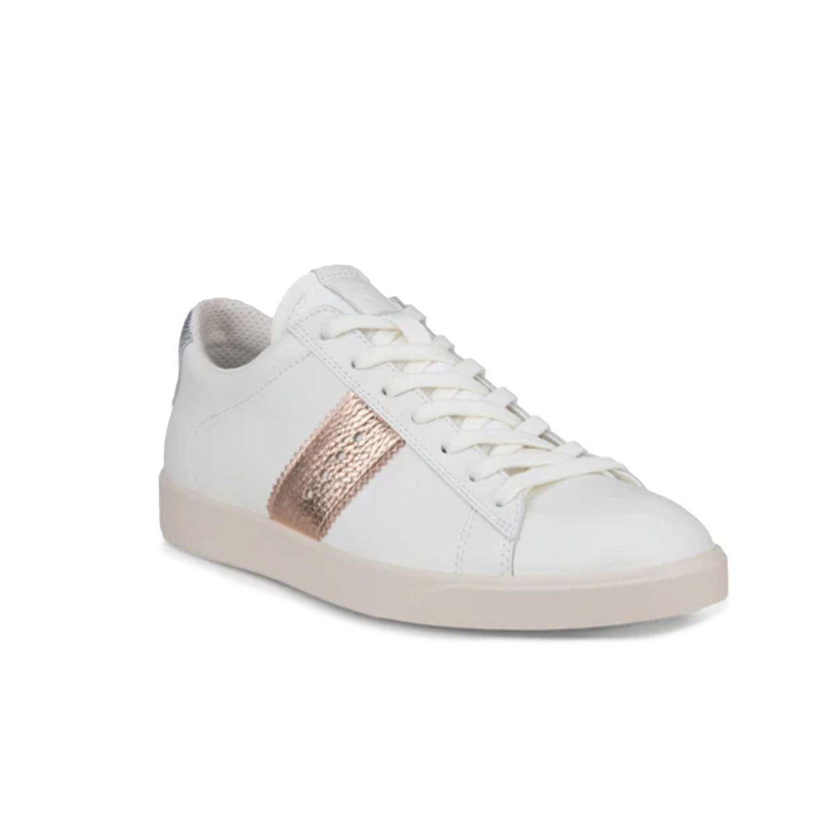 ECCO Street Lite Retro Sneaker White Leather Bronze Stripe