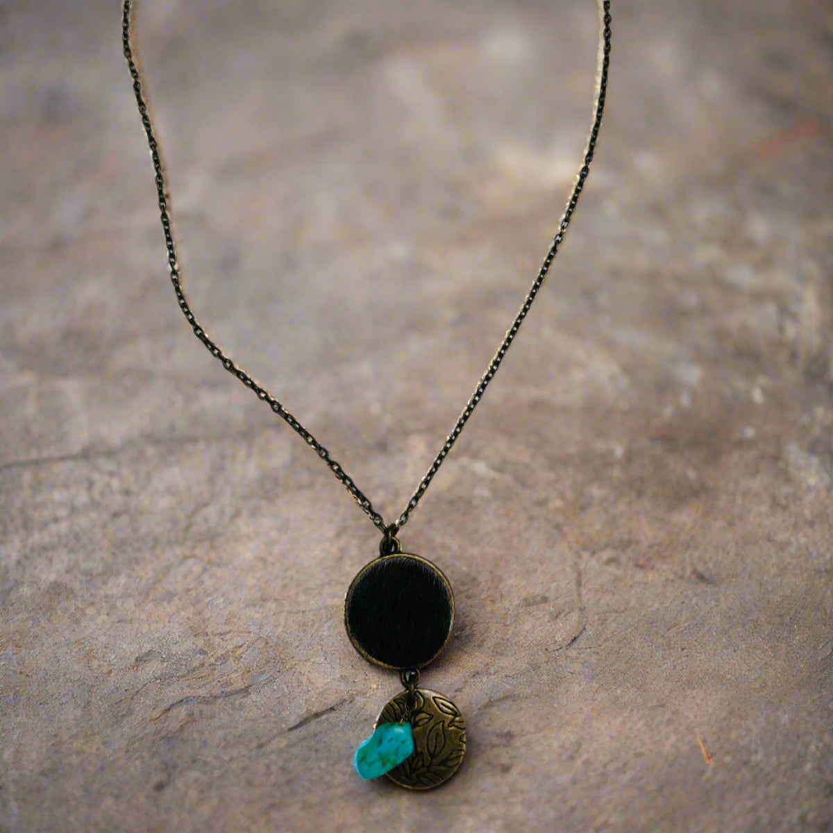 Cowhide Turquoise Necklace