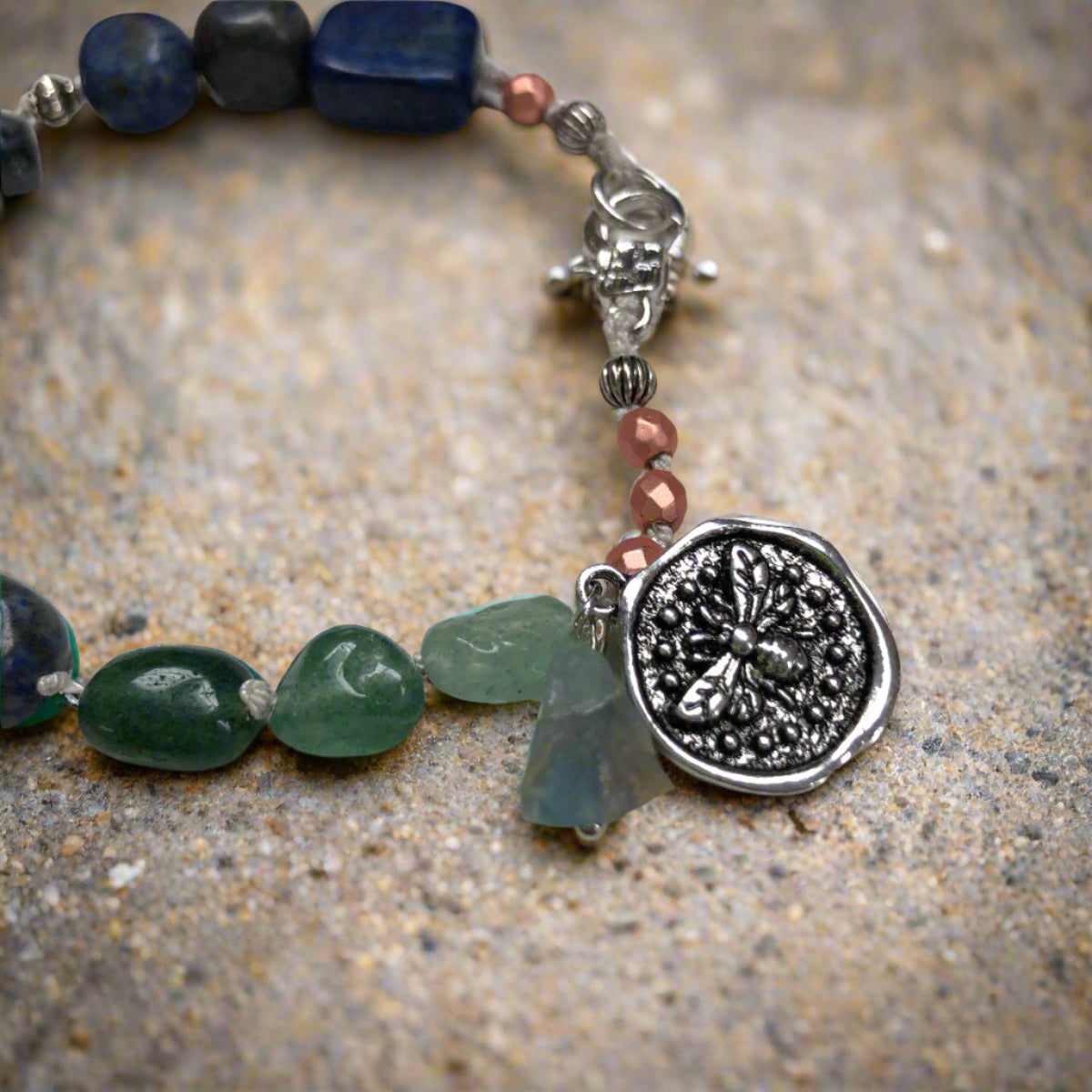 Lapis, Fluorite and Aventurine Bee Bracelet