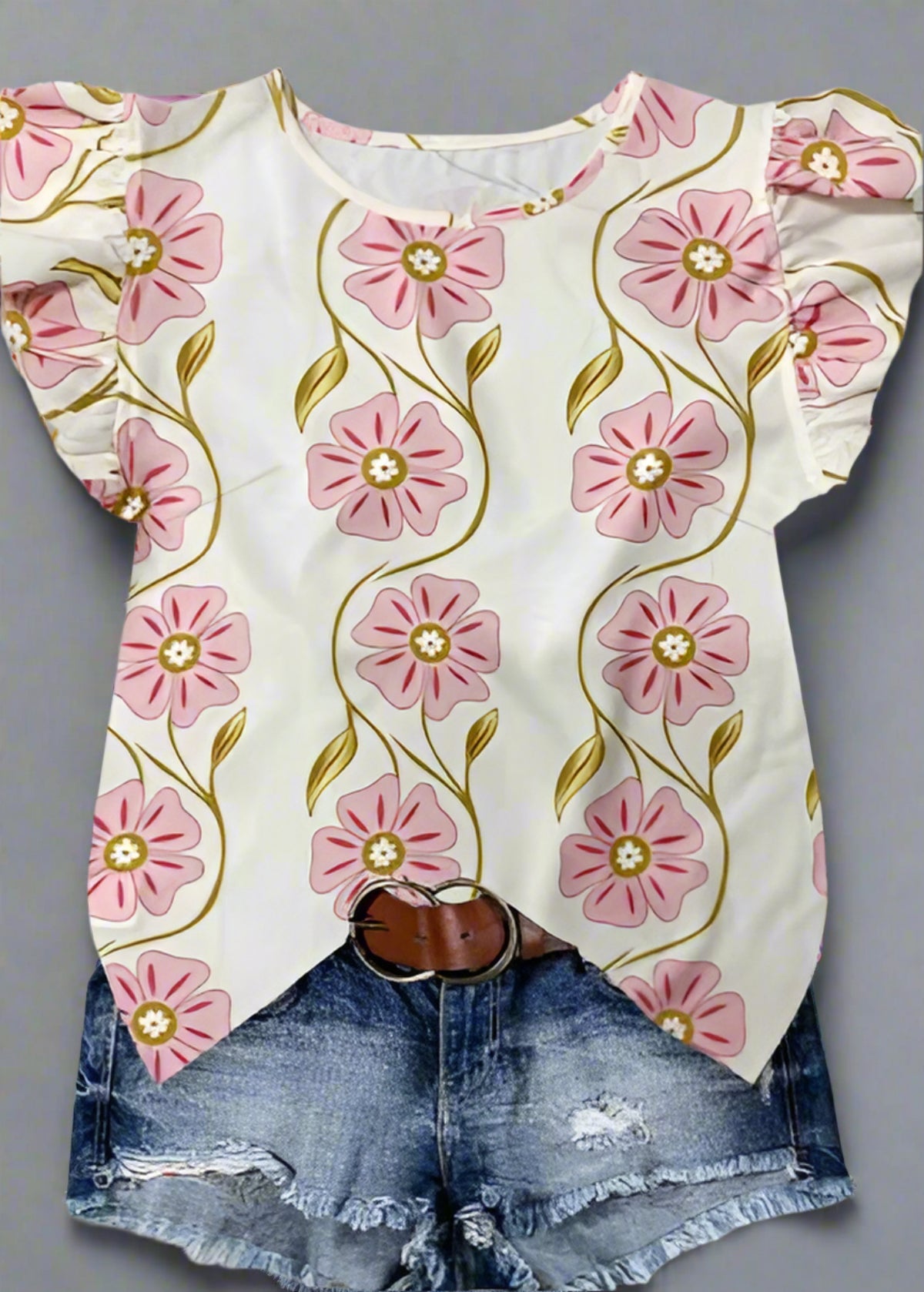 Flutter Sleeve Blouse Floral