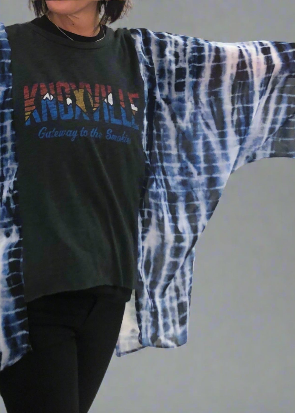 Upcycled Smokies Tee with Flutter Sleeves