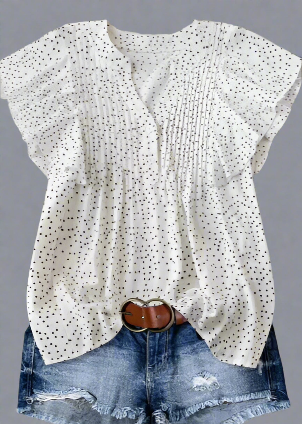 Flutter Sleeve Polka Dot Blouse