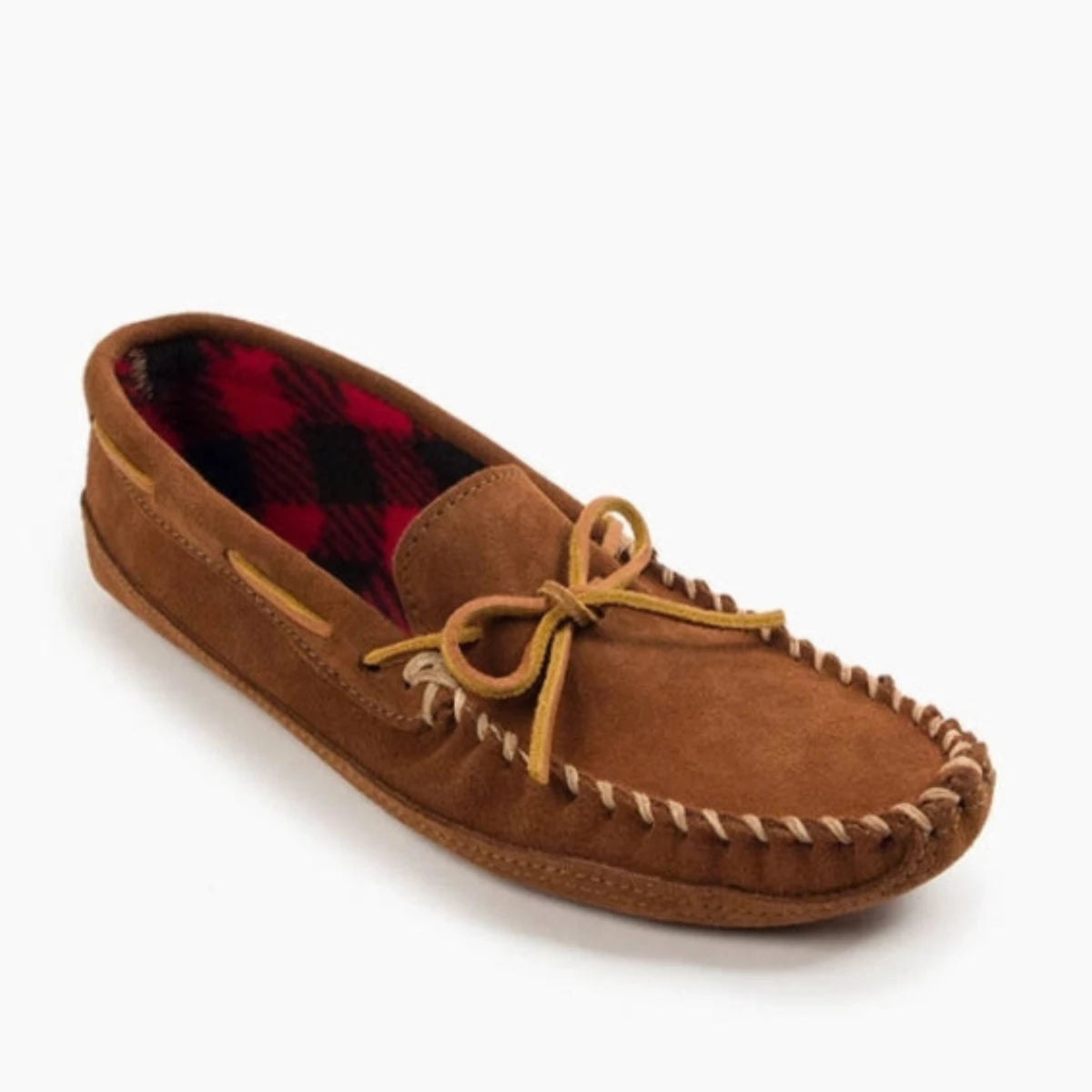 Minnetonka Men's Double Bottom Fleece Slipper in Brown