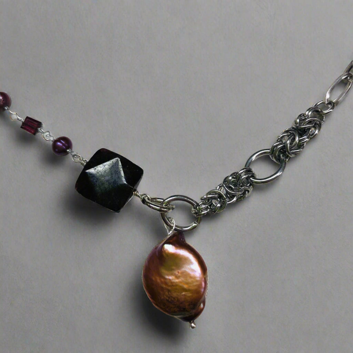 Garnet Pearl Necklace