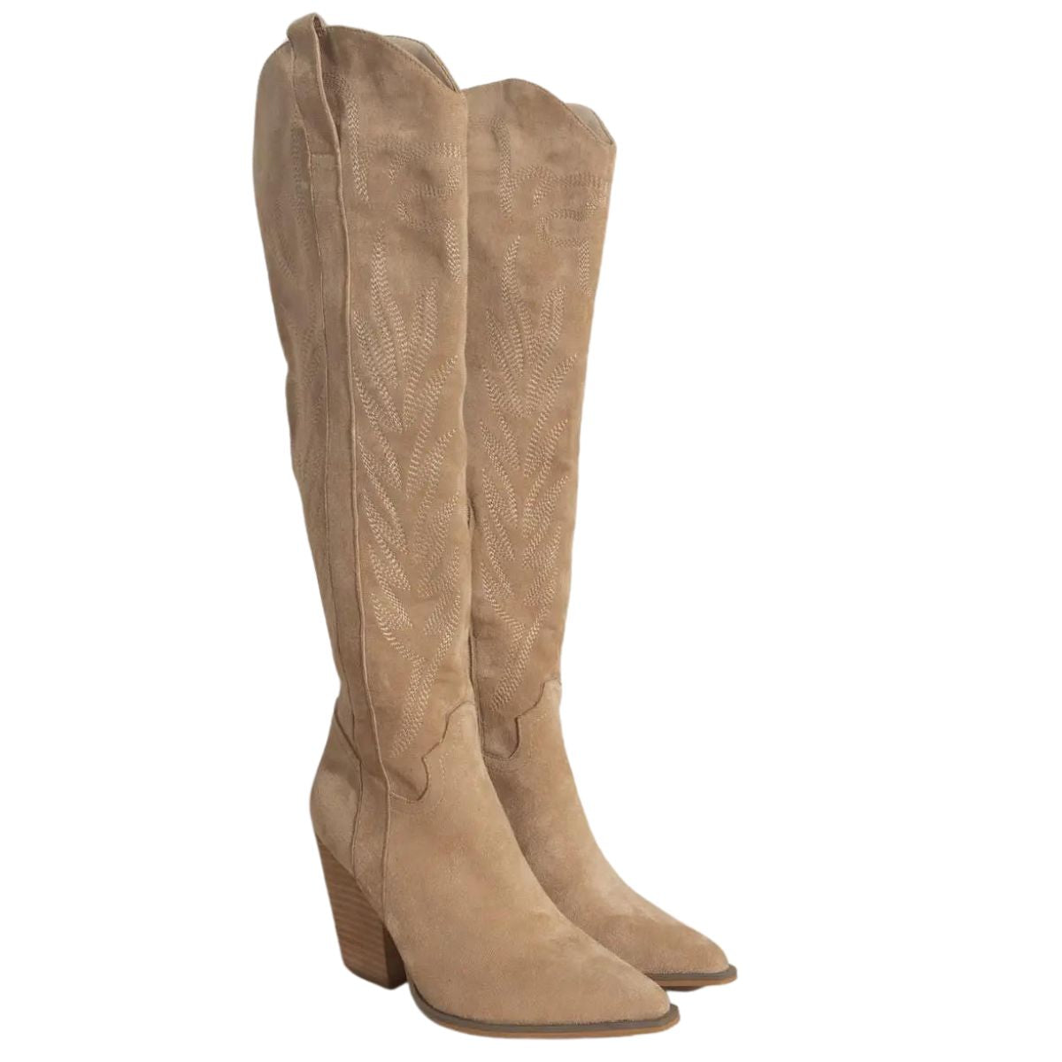 Bronco Tall Western Boots in Almond