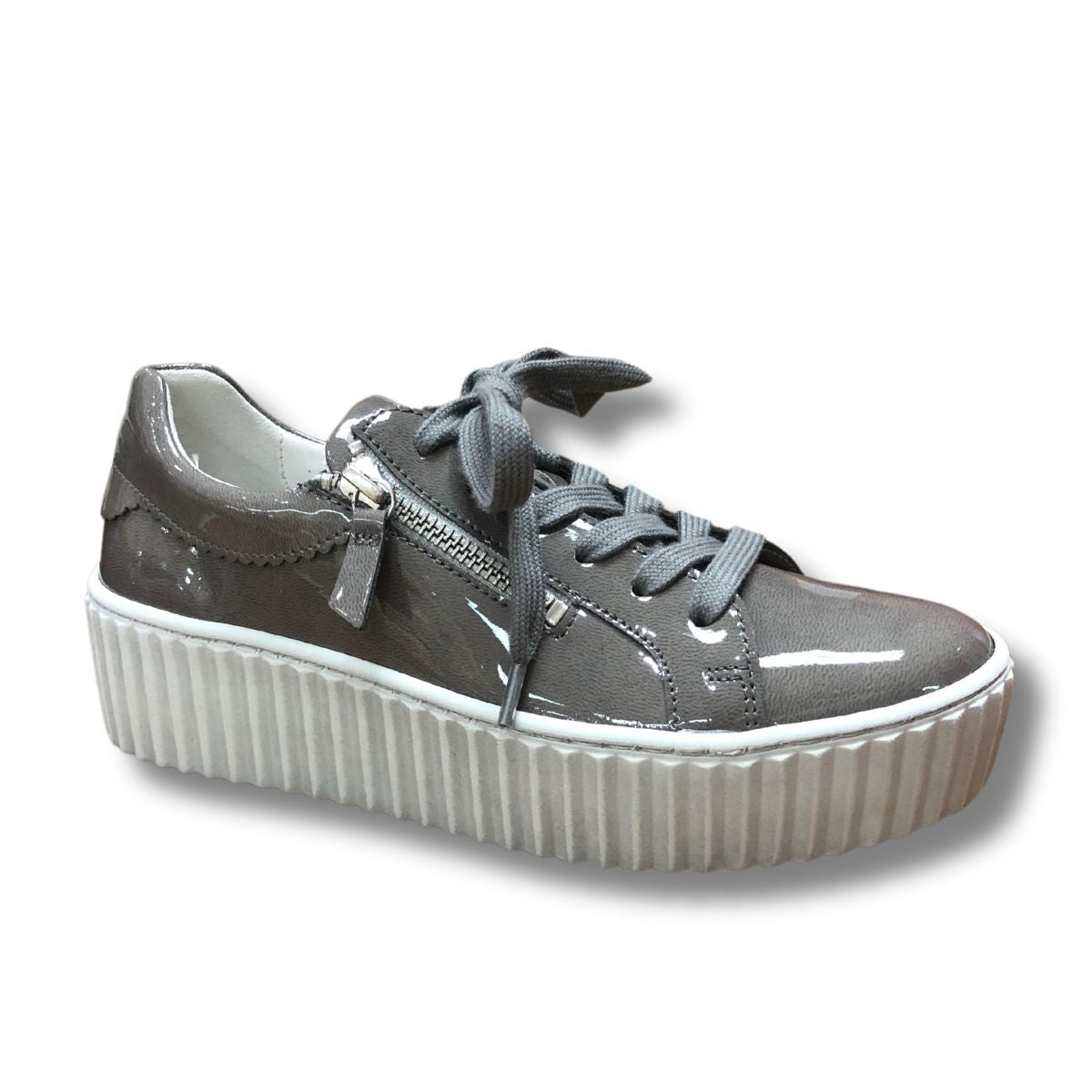 Gabor Patent Platform Zip Sneaker in Grey