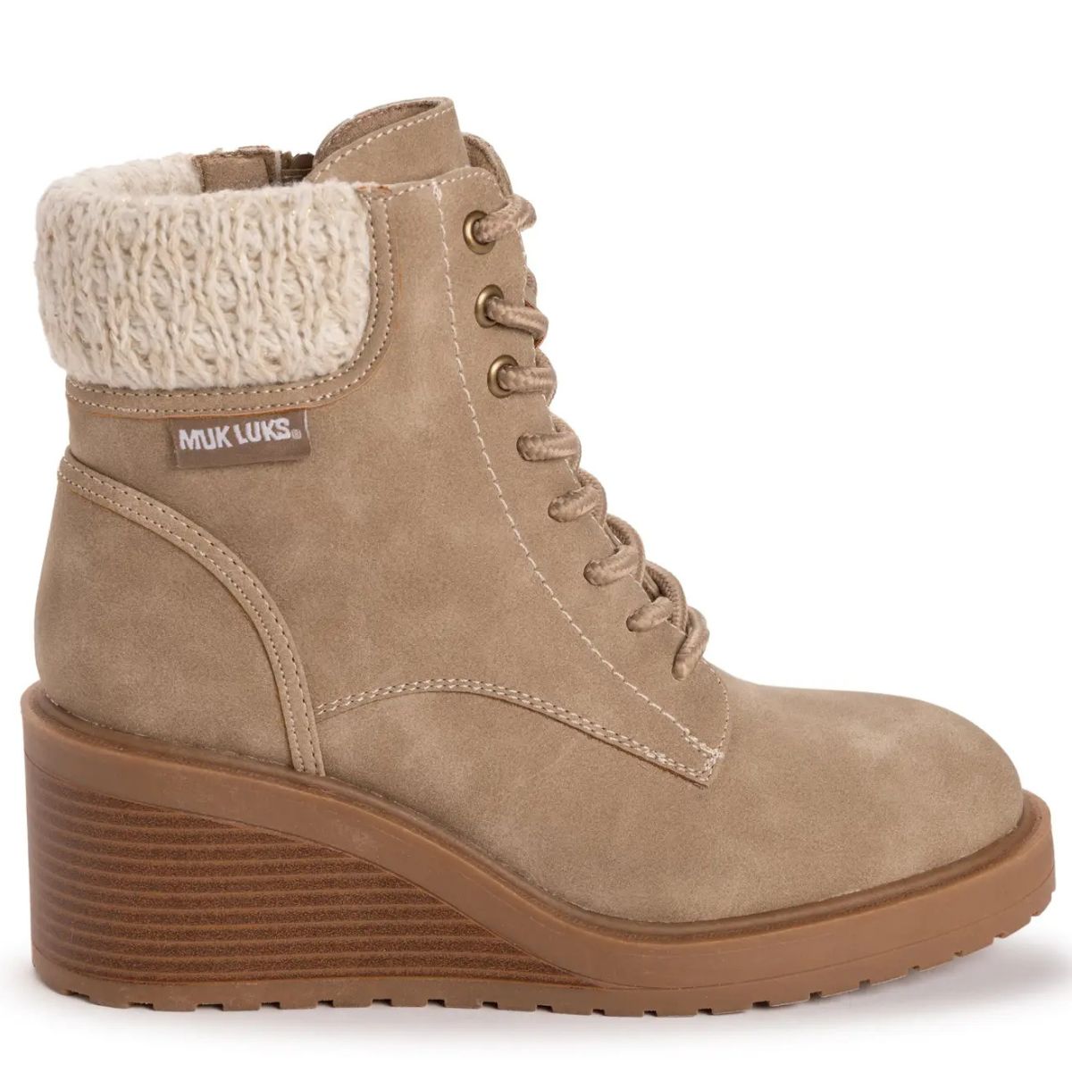 Muk Luk Sky Solange Wedge Boots in Taupe