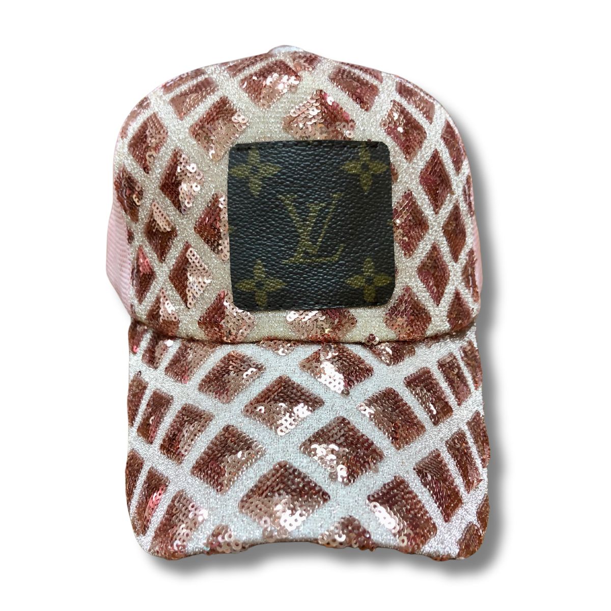 Upcycled Always and Forever LV Hat in Rose Gold Checker