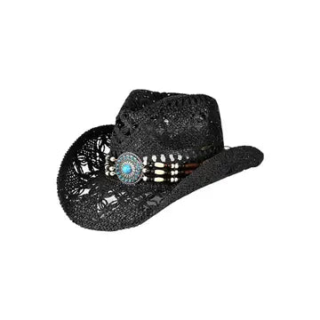 C.C. Black Cowboy Hat with Hat Band