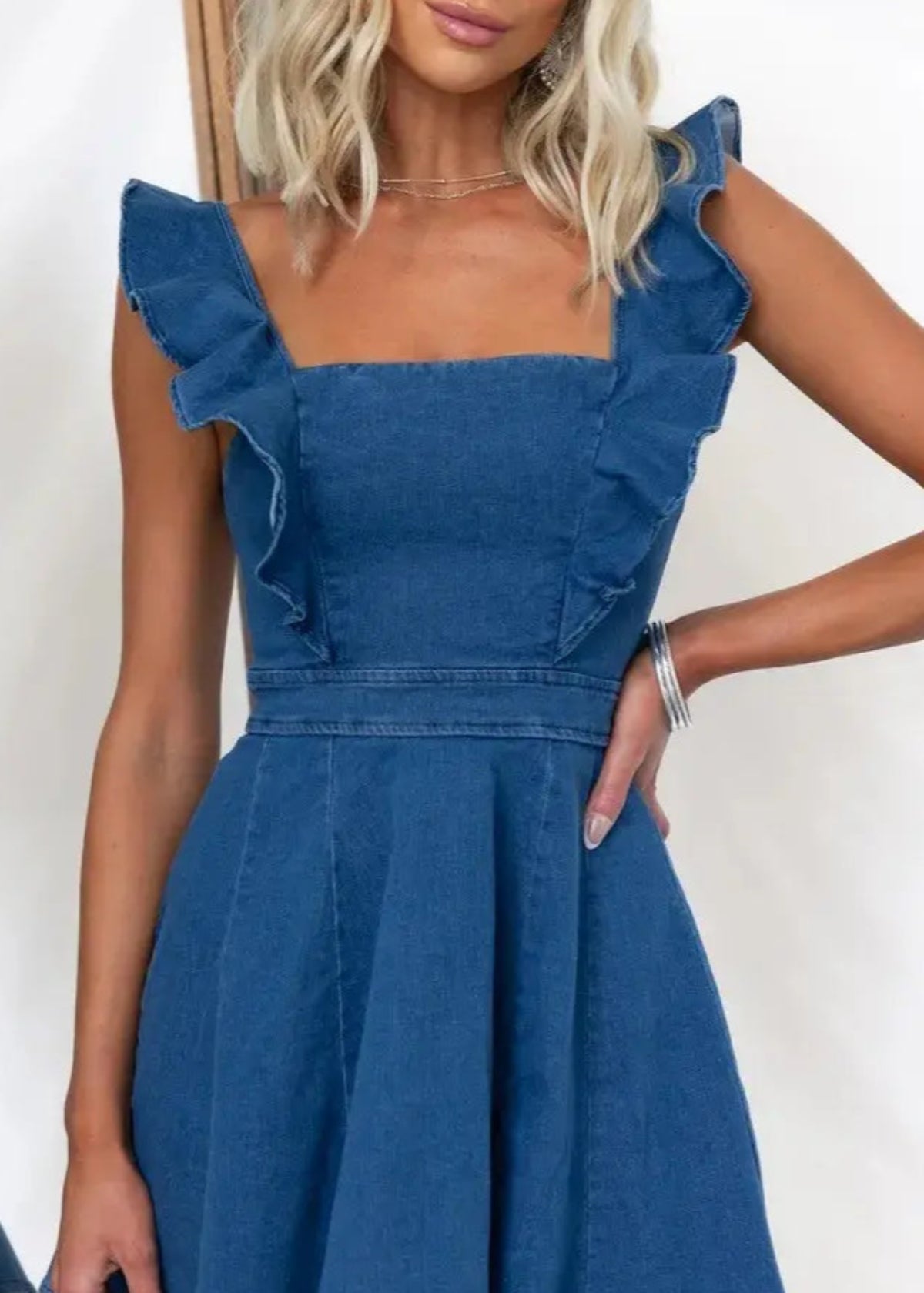 Fly Sleeves Denim Dress