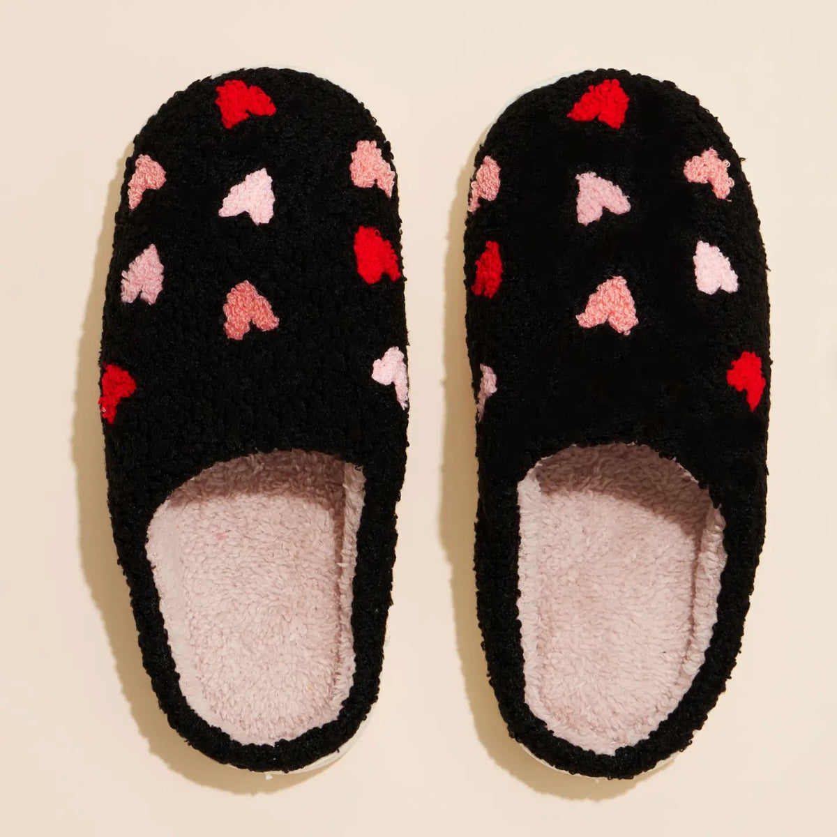 Black Multi Hearts Slippers