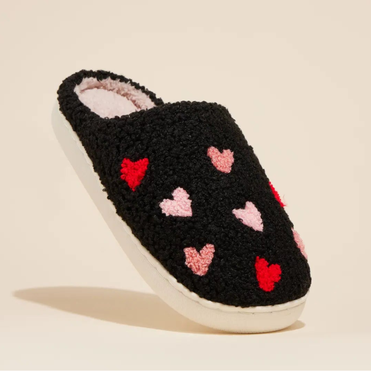 Black Multi Hearts Slippers