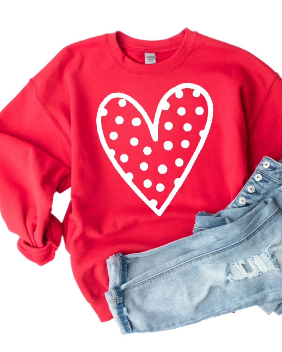 Heart with Dots Valentine's Day Sweatshirt in Red