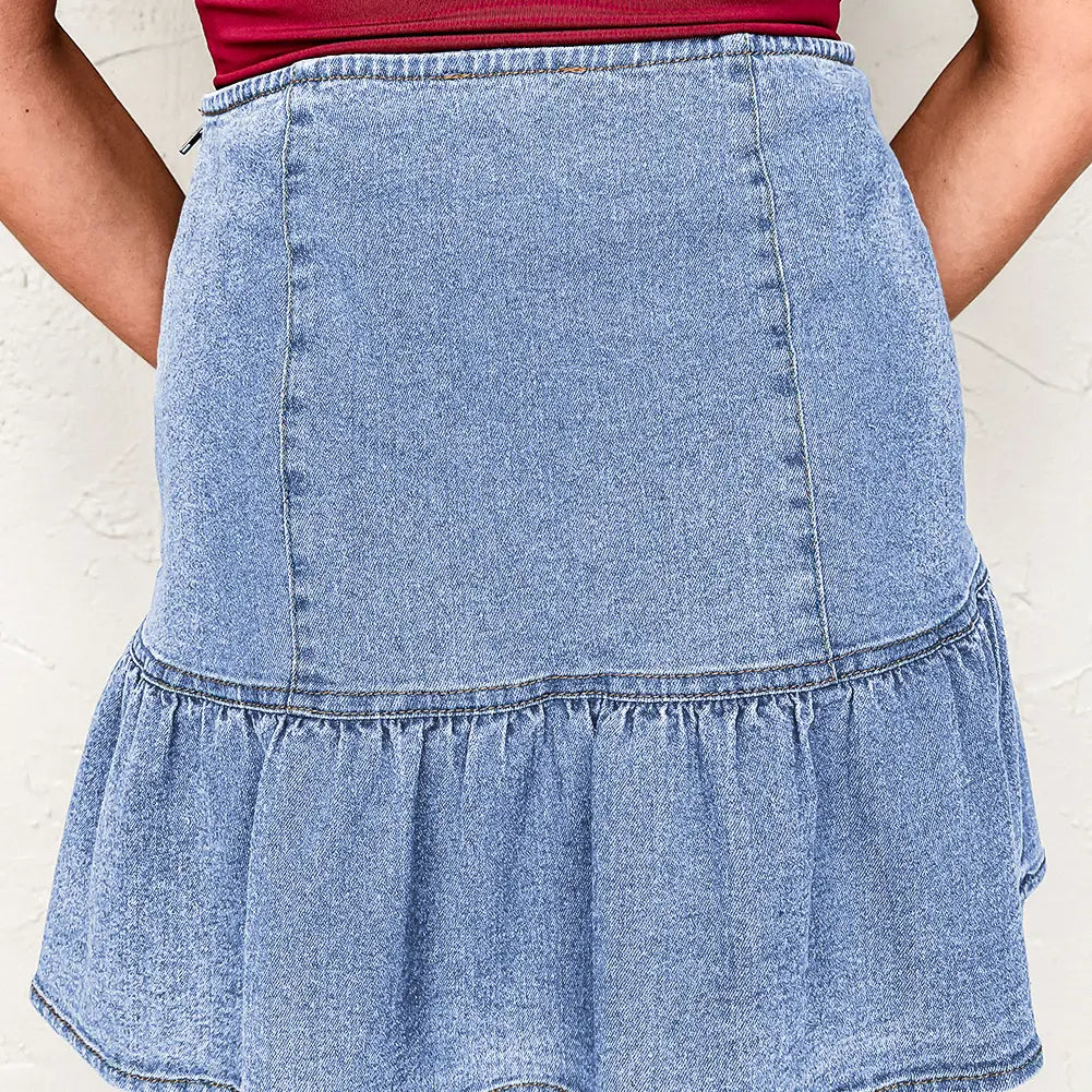 Denim Ruffled Skirt