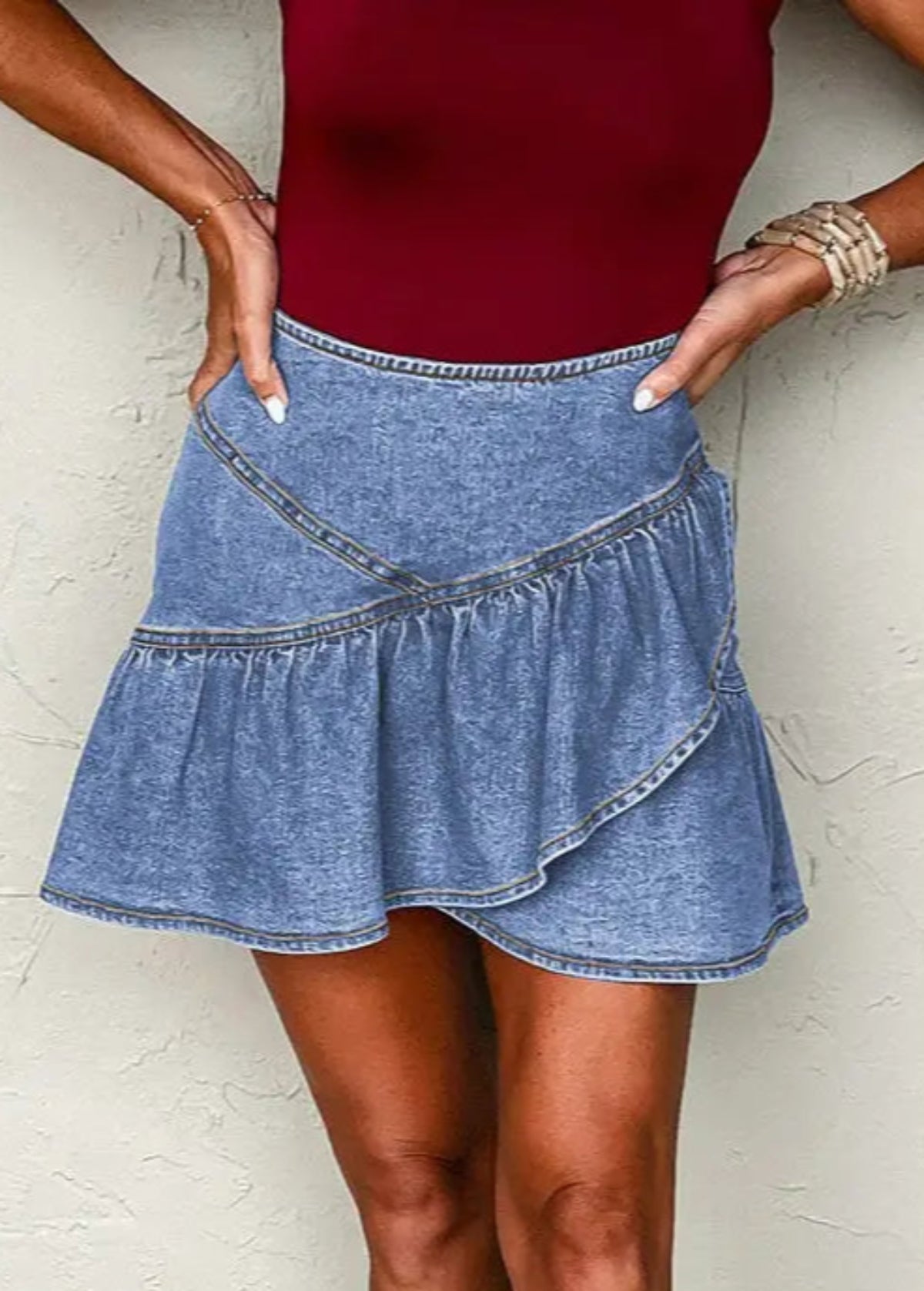 Denim Ruffled Skirt