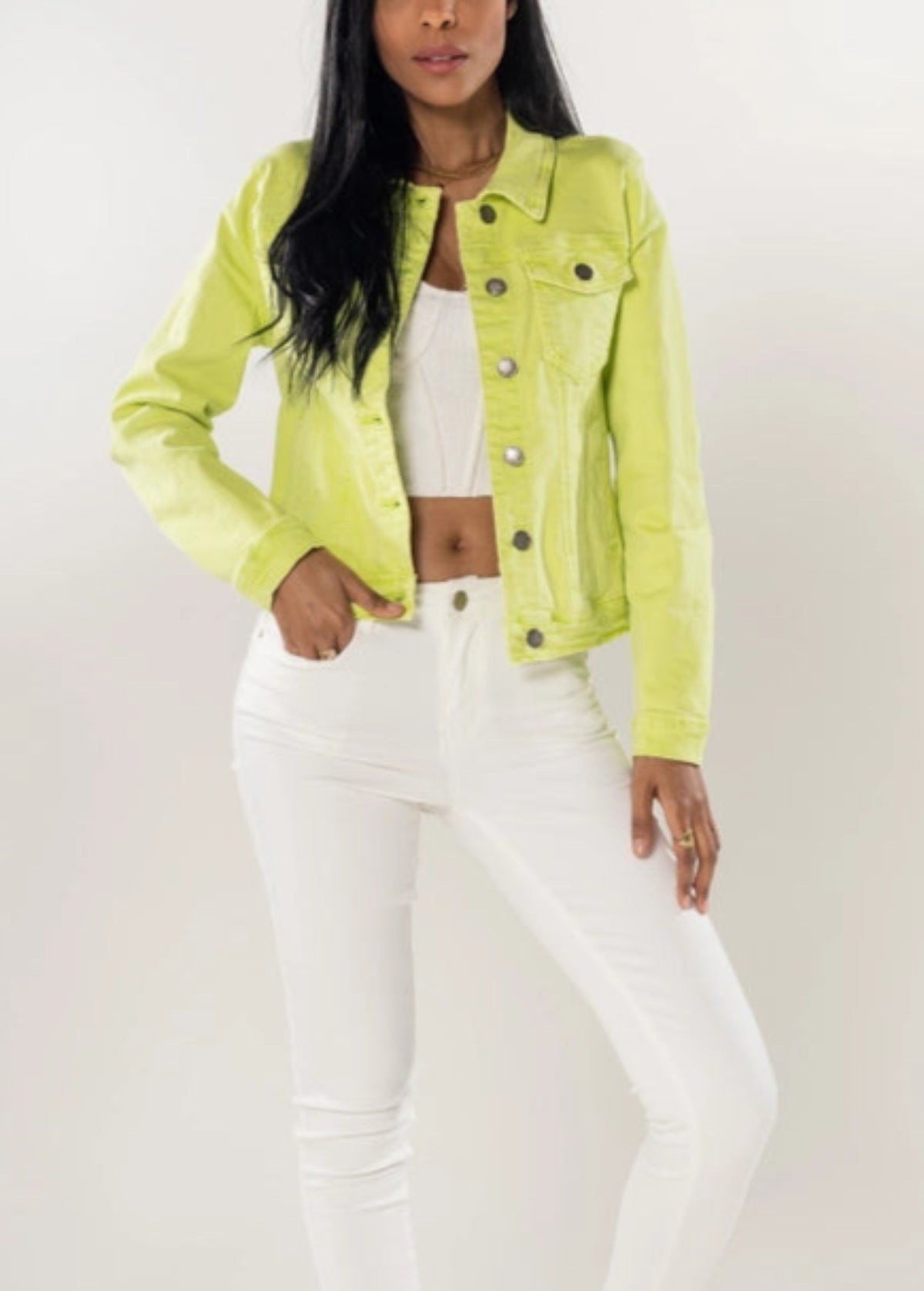 Nina Carter Stretch Fitted Jacket in Lime