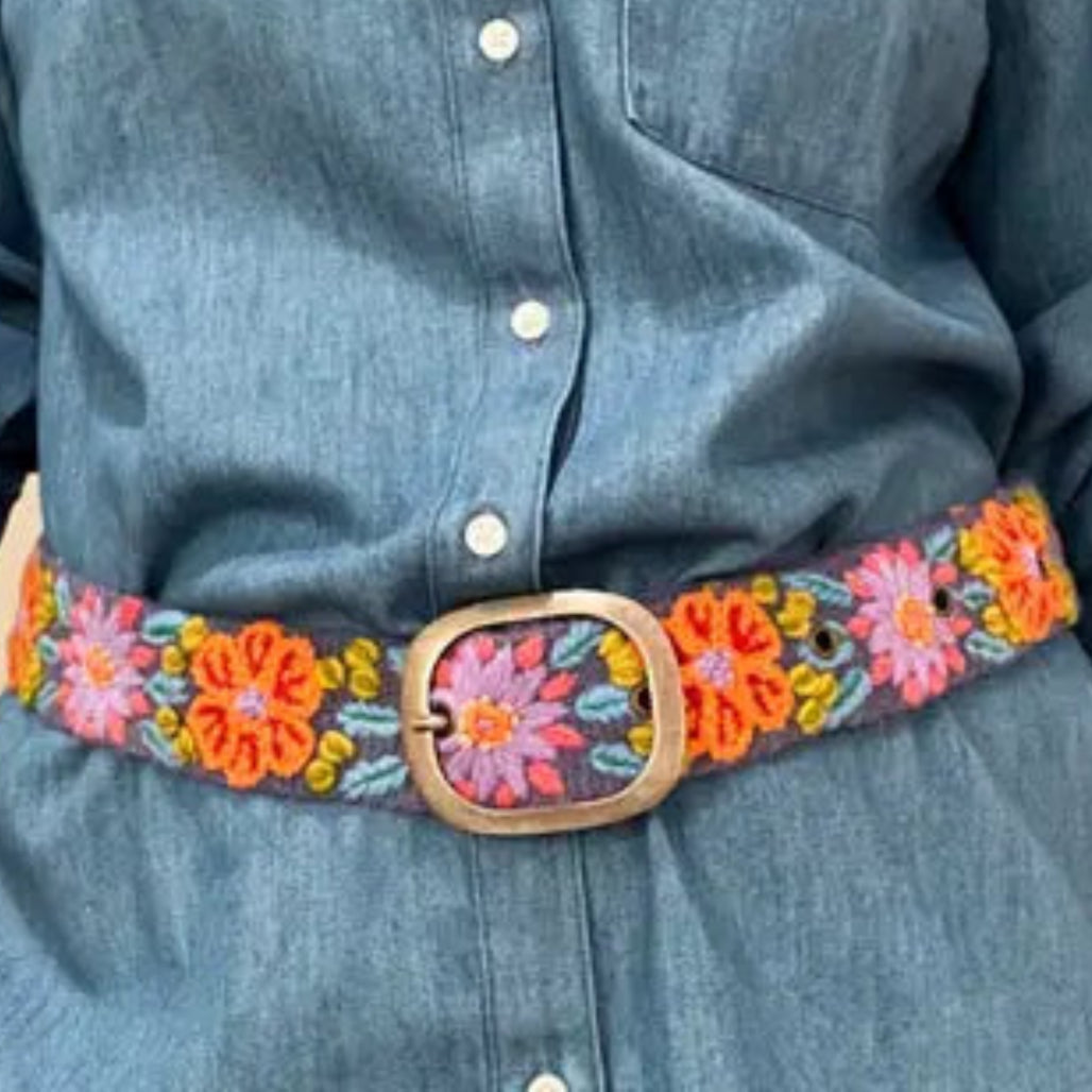 Jenny Krauss Prairie Flowers Embroidered Belt