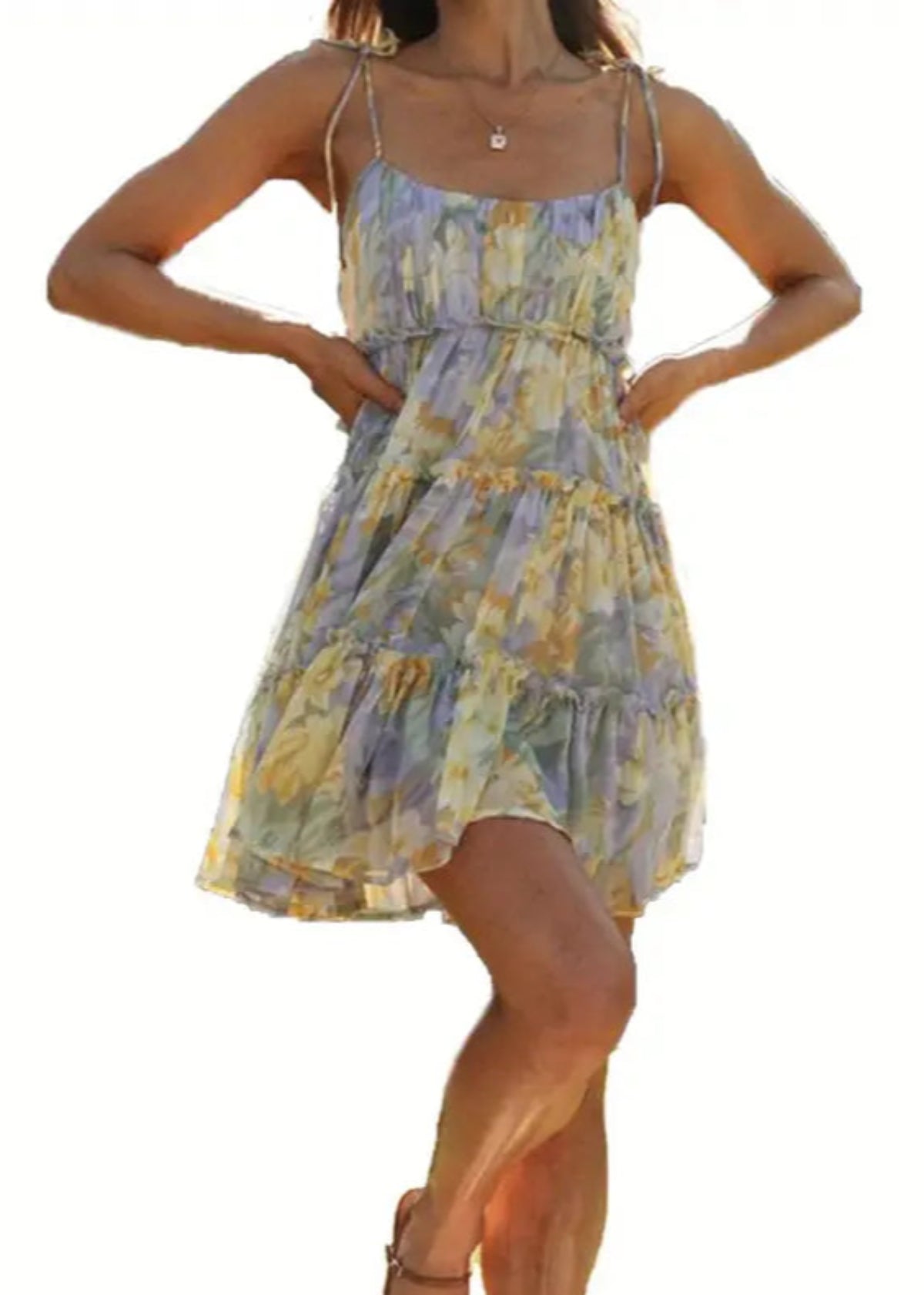 Purple Floral Tiered Dress