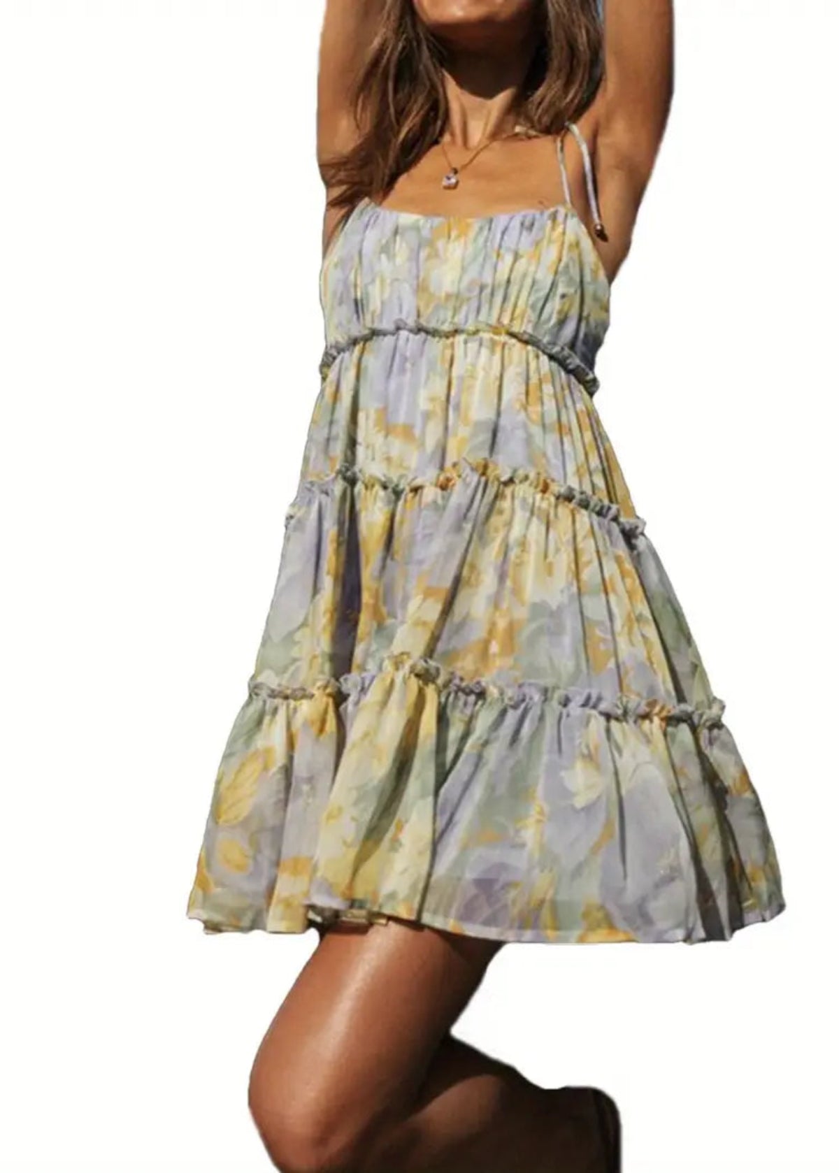 Purple Floral Tiered Dress