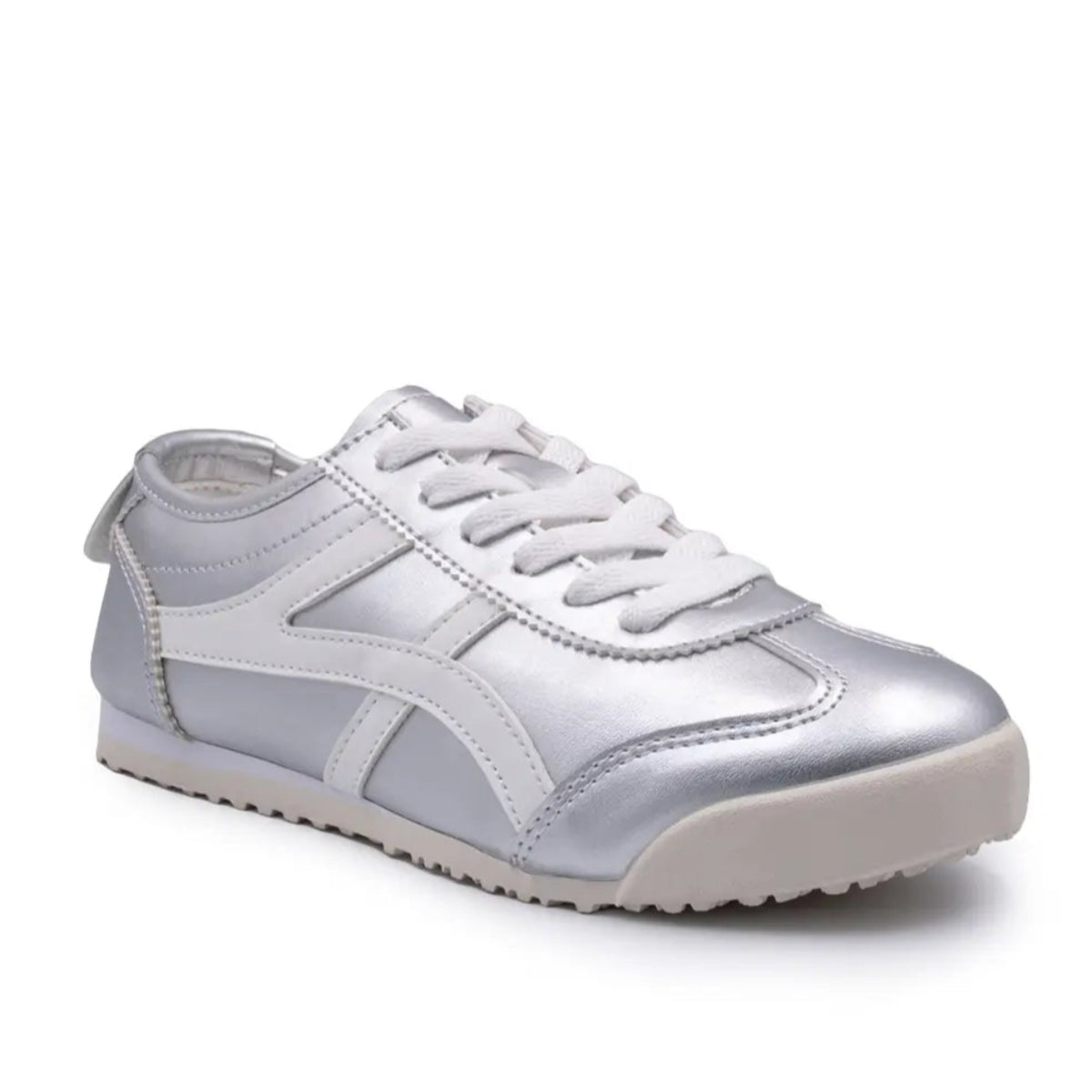 Women's Classic Casual Retro Trainers in Silver