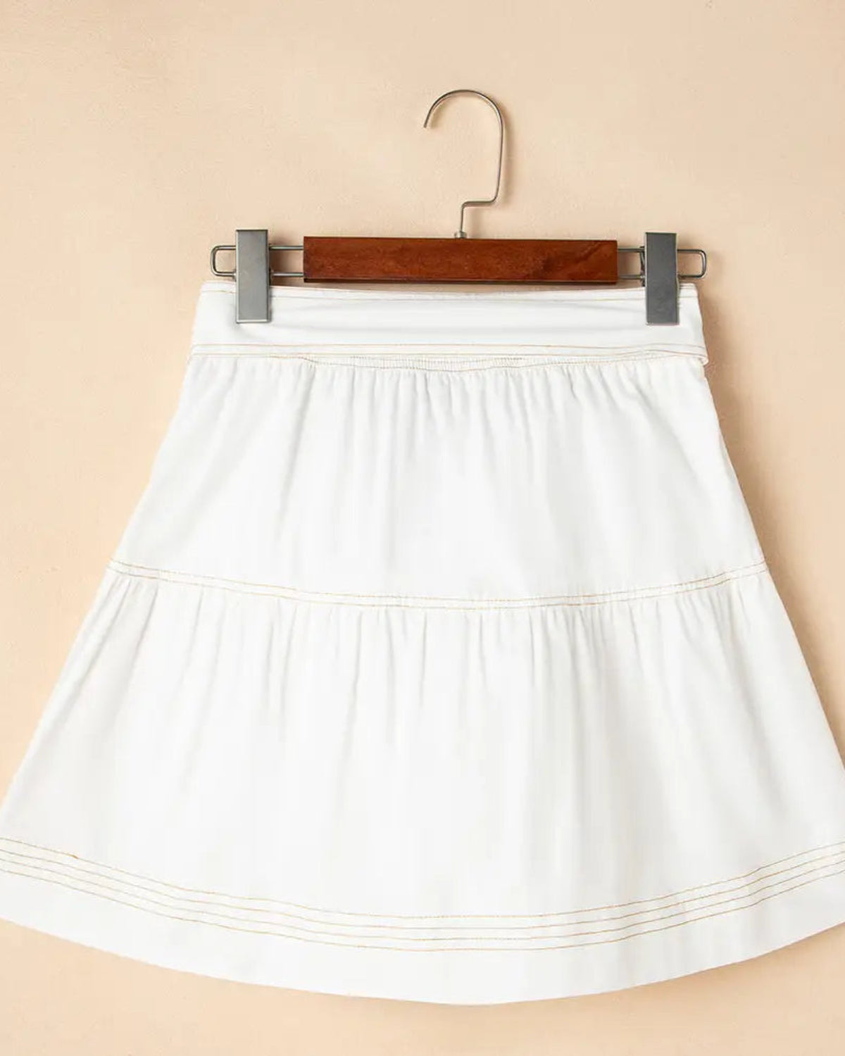 Contrast Stitching Belted Mini Skirt