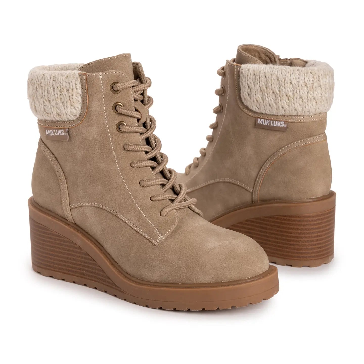 Muk Luk Sky Solange Wedge Boots in Taupe